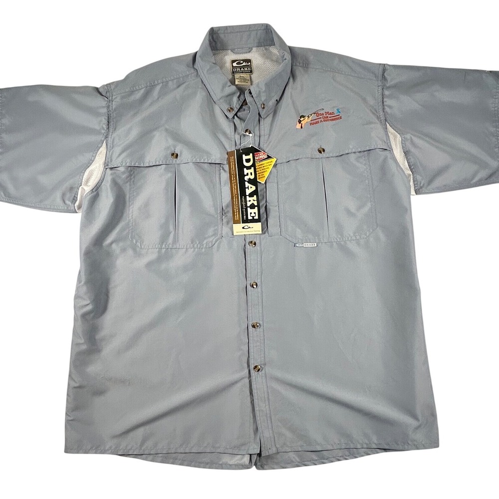 Drake Waterfowl Systems 3XL NWT Performance Fishing Shirt Blue Vented  Button Up